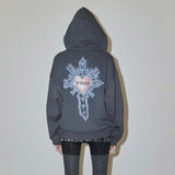SCULPTOR 2511 Beaded Saint Hoodie Zip-Up Dirty Charcoal