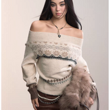 VIA PITTI 2511 费尔岛风一字肩针织毛衣