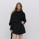 VIA PITTI 2610 披肩围脖系带双呢面大衣 雾黑