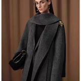 DIANA VEVINA 围巾披肩两穿呢气质大衣