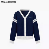 ANN ANDELMAN 2510 撞色V领毛织开衫