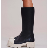 SMFK 2512 流浪皮质高筒靴 黑白