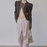 SCULPTOR 2511 Bed To Go Pintuck Pants Pink Stripe