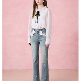 DIANA VEVINA 2512 花朵钉珠喇叭牛仔裤