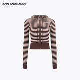ANN ANDELMAN 2510 条纹连帽针织衫 卡其