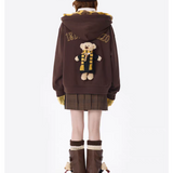 13DE MARZO | 2511 Harry Potter Hogwarts Four Houses Bear Zipper Hoodie Brown