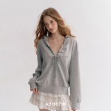Kroche 2510 褶皱抽绳宽松连帽卫衣
