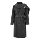 DIANA VEVINA 围巾披肩两穿呢气质大衣