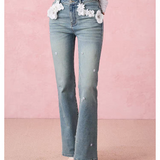 DIANA VEVINA 2512 花朵钉珠喇叭牛仔裤