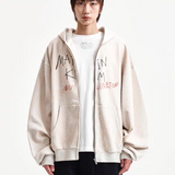MATIN KIM 2604 VINTAGE WASHED GRAFFITI HOODY ZIP UP