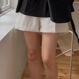 KOREAN COLLECTION 2509 高腰宽松休闲短裤 黑/白