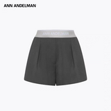 ANN ANDELMAN 2510 Logo腰头织带短西裤 灰