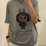 KOREAN COLLECTION 2508 卡通Labubu短袖上衣 灰