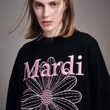 MARDI MERCREDI 2509 SWEATSHIRT FLOWERMARDI NEEDLEWORK_BLACK PINK