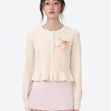 13DE MARZO | 2510 RONRON Bear Ribbon Cardigan Beige