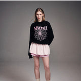 MARDI MERCREDI 2509 SWEATSHIRT FLOWERMARDI NEEDLEWORK_BLACK PINK