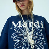 MARDI MERCREDI 2511 SWEATSHIRT FLOWERMARDI NEEDLEWORK_NAVY CREAM