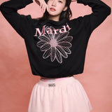 MARDI MERCREDI 2509 SWEATSHIRT FLOWERMARDI NEEDLEWORK_BLACK PINK
