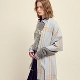 MARDI MERCREDI 2511 WOOL MUFFLER CHECK BLUE