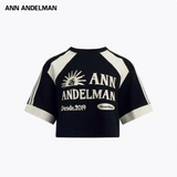 ANN ANDELMAN 2504 字母印花短款拼接T恤