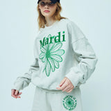 MARDI MERCREDI 2510 SWEATSHIRT FLOWERMARDI NEEDLEWORK_OATMEAL GREEN