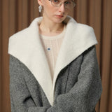 DIANA VEVINA 2512 连帽羊毛气质大衣 灰