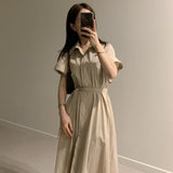 KOREAN COLLECTION 2507 复古翻领系带衬衫连衣裙