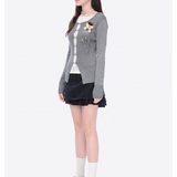 13DE MARZO | 2602 Sparkle Pearl Chain Cardigan Dark Grey