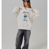 ADLV 2511 可爱站立欢迎小熊圆领卫衣 白