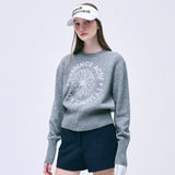 MARDI MERCREDI 2509 ACTIF EMBLEM JACQUARD KNIT PULLOVER MELANGE GREY IVORY
