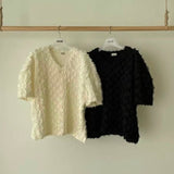 KOREAN COLLECTION 2506 V领菱形拼接短袖