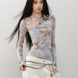 VIA PITTI 2509 双层网纱荡领斜边小衫