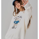 ADLV 2511 可爱站立欢迎小熊圆领卫衣 白