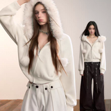 VIA PITTI 2601 设计感毛球加绒毛领外套 云朵白