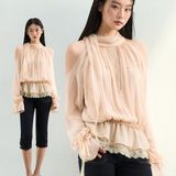 VIA PITTI 2608 设计感水钻网纱飘逸长袖