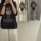 KOREAN COLLECTION 2507 卡通Labubu短袖上衣 黑