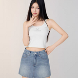 MacyMccoy 2507 高腰A字牛仔裙裤 蓝