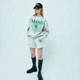 MARDI MERCREDI 2510 SWEATSHIRT FLOWERMARDI NEEDLEWORK_OATMEAL GREEN