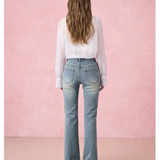 DIANA VEVINA 2512 花朵钉珠喇叭牛仔裤