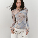 VIA PITTI 2509 双层网纱荡领斜边小衫