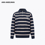 ANN ANDELMAN 2512 复古条纹polo长袖 藏蓝
