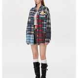13DE MARZO | 2509 Bear Broken Plaid Patch Shirt