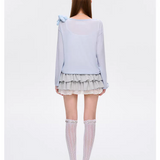 13DE MARZO | 2507 Embellished Sheer Layering Top Blue