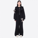 13DE MARZO | 2602 Deconstructed Wide-Leg Sweatpants Black