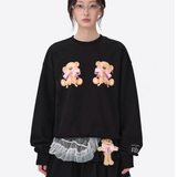 13DE MARZO | 2510 RONRON Double Ribbon Bear Sweatshirt Black