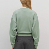 MARITHE 2511 经典LOGO圆领无帽卫衣 薄荷灰