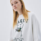 MARDI MERCREDI 2510 SWEATSHIRT RAGLAN SWING THE TAIL DDANJI FLOWER NECKLACE MULTICOLOR_WHITE TANGERINE