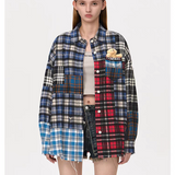 13DE MARZO | 2509 Bear Broken Plaid Patch Shirt