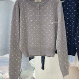 KOREAN COLLECTION 2603 圆领波点百搭针织开衫 浅灰