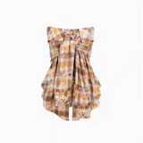 13DE MARZO | 2510 Plaid Shirt Knot Tube Top Yellow